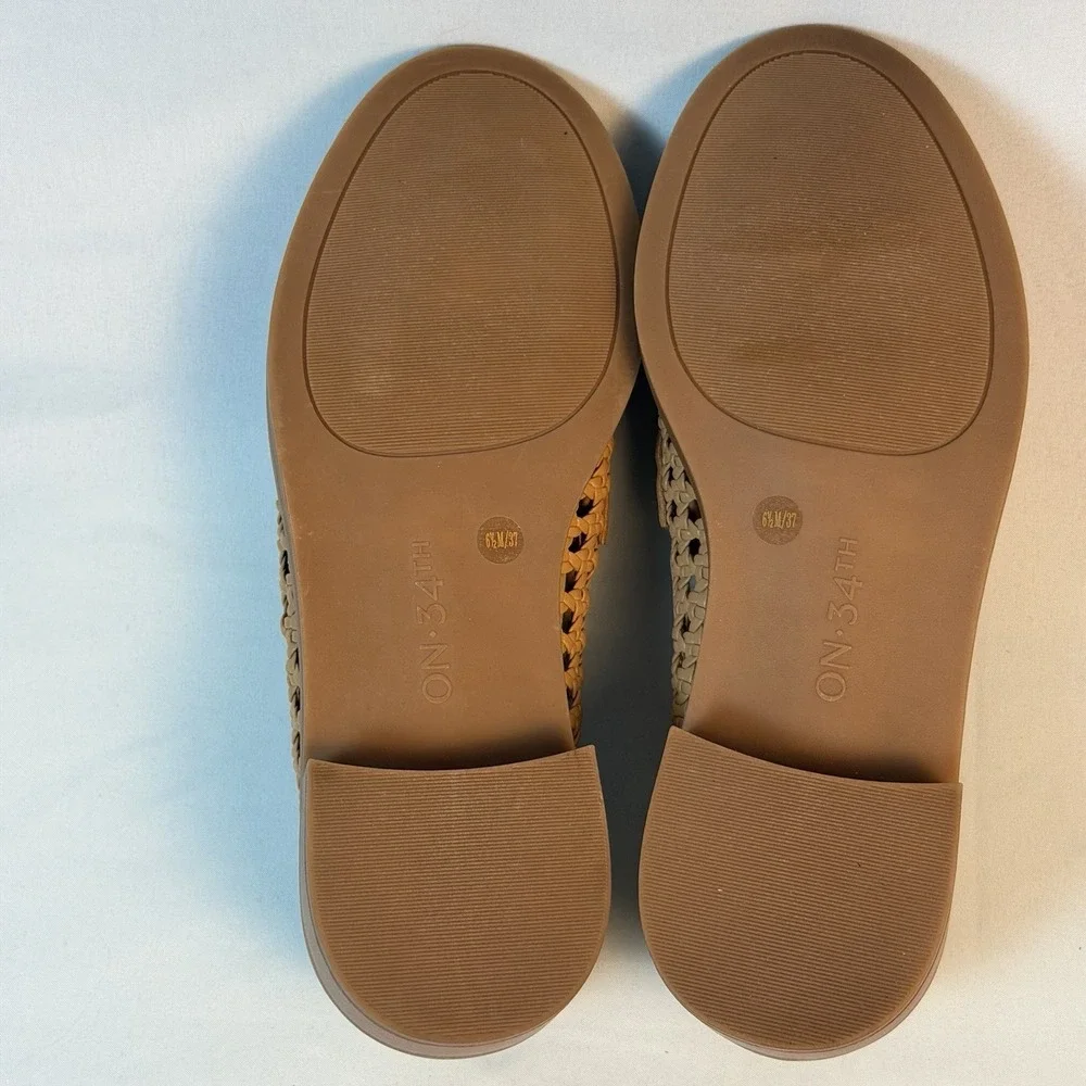 On 34th Size-6.5M Women's Blaiya Tan Loafers Flats Shoes Woven